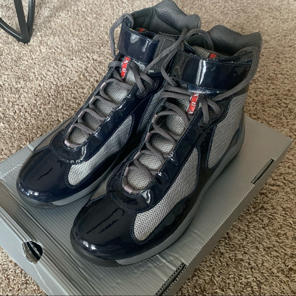 Prada America’s Cup Patent Leather Hightop Navy